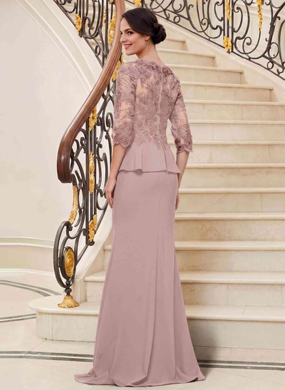 Trumpet/Mermaid V-Neck 3/4 Sleeves Lace Mother Of The Bride Dresses