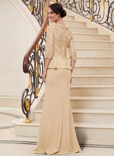 Trumpet/Mermaid V-Neck 3/4 Sleeves Lace Mother Of The Bride Dresses