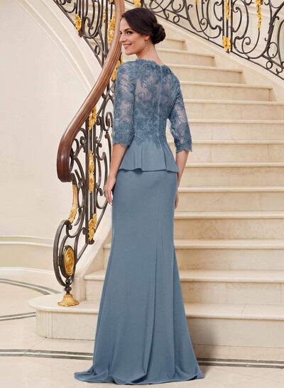 Trumpet/Mermaid V-Neck 3/4 Sleeves Lace Mother Of The Bride Dresses