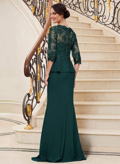 Trumpet/Mermaid V-Neck 3/4 Sleeves Lace Mother Of The Bride Dresses