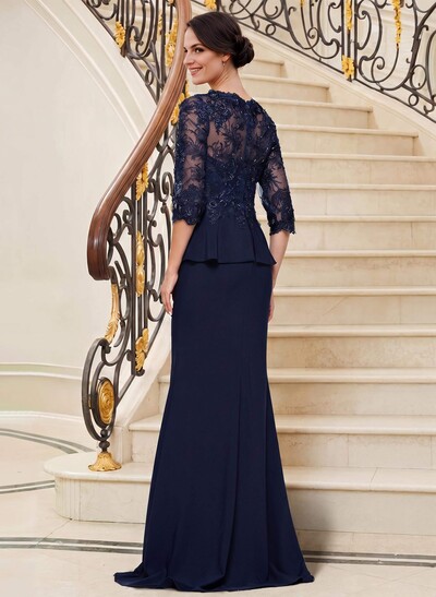 Trumpet/Mermaid V-Neck 3/4 Sleeves Lace Mother Of The Bride Dresses
