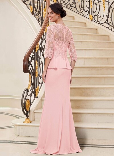 Trumpet/Mermaid V-Neck 3/4 Sleeves Lace Mother Of The Bride Dresses