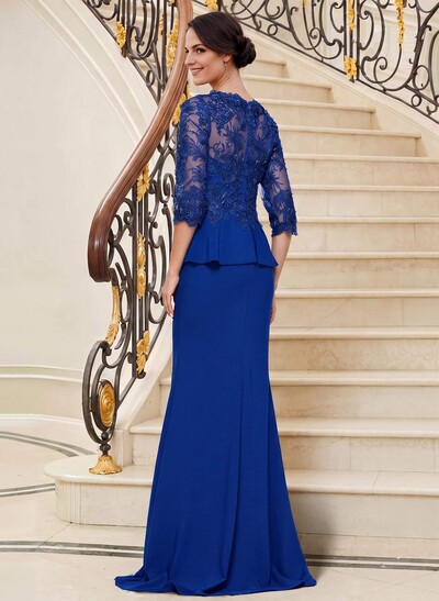 Trumpet/Mermaid V-Neck 3/4 Sleeves Lace Mother Of The Bride Dresses