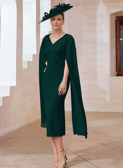 Sheath/Column V-Neck Sleeveless Lace/Elastic Satin Mother Of The Bride Dresses