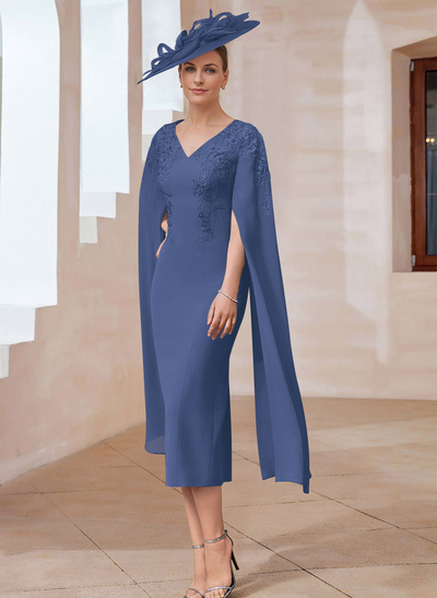 Sheath/Column V-Neck Sleeveless Lace/Elastic Satin Mother Of The Bride Dresses