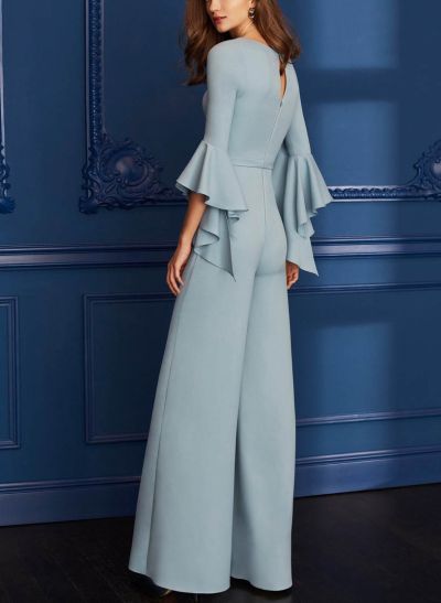 Jumpsuit/Pantsuit V-Neck Long Sleeves Mother Of The Bride Dresses With Flower