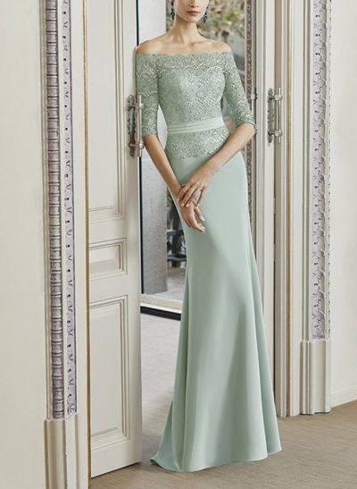 Sheath/Column Off-The-Shoulder 1/2 Sleeves Mother Of The Bride Dresses