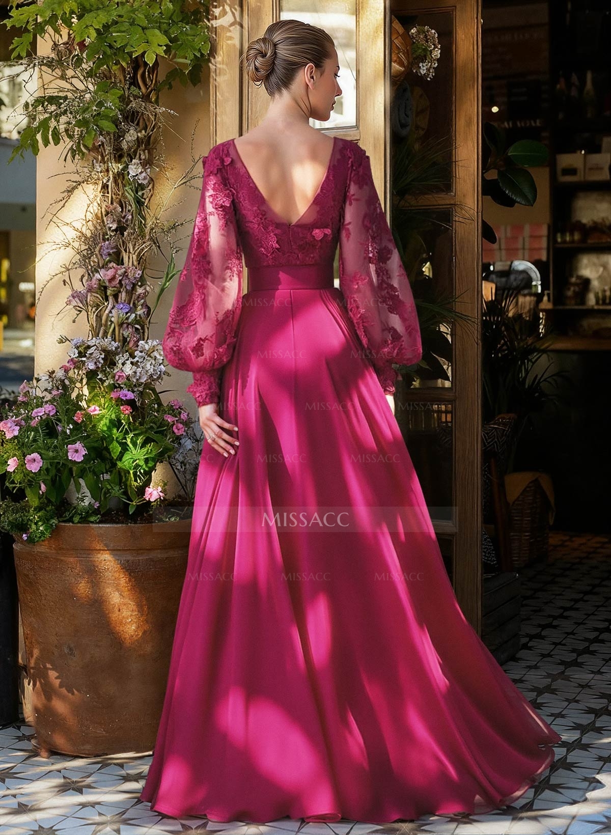 Lace Long Sleeves A-Line Chiffon Mother Of The Bride Dresses