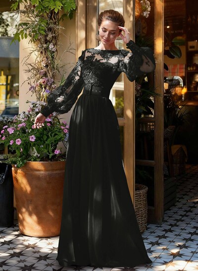 Lace Long Sleeves A-Line Chiffon Mother Of The Bride Dresses