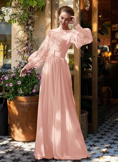 Lace Long Sleeves A-Line Chiffon Mother Of The Bride Dresses