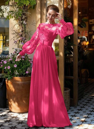 Lace Long Sleeves A-Line Chiffon Mother Of The Bride Dresses
