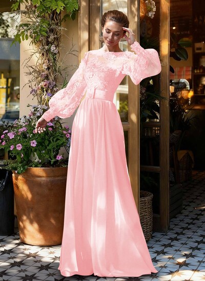 Lace Long Sleeves A-Line Chiffon Mother Of The Bride Dresses
