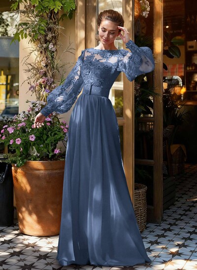 Lace Long Sleeves A-Line Chiffon Mother Of The Bride Dresses