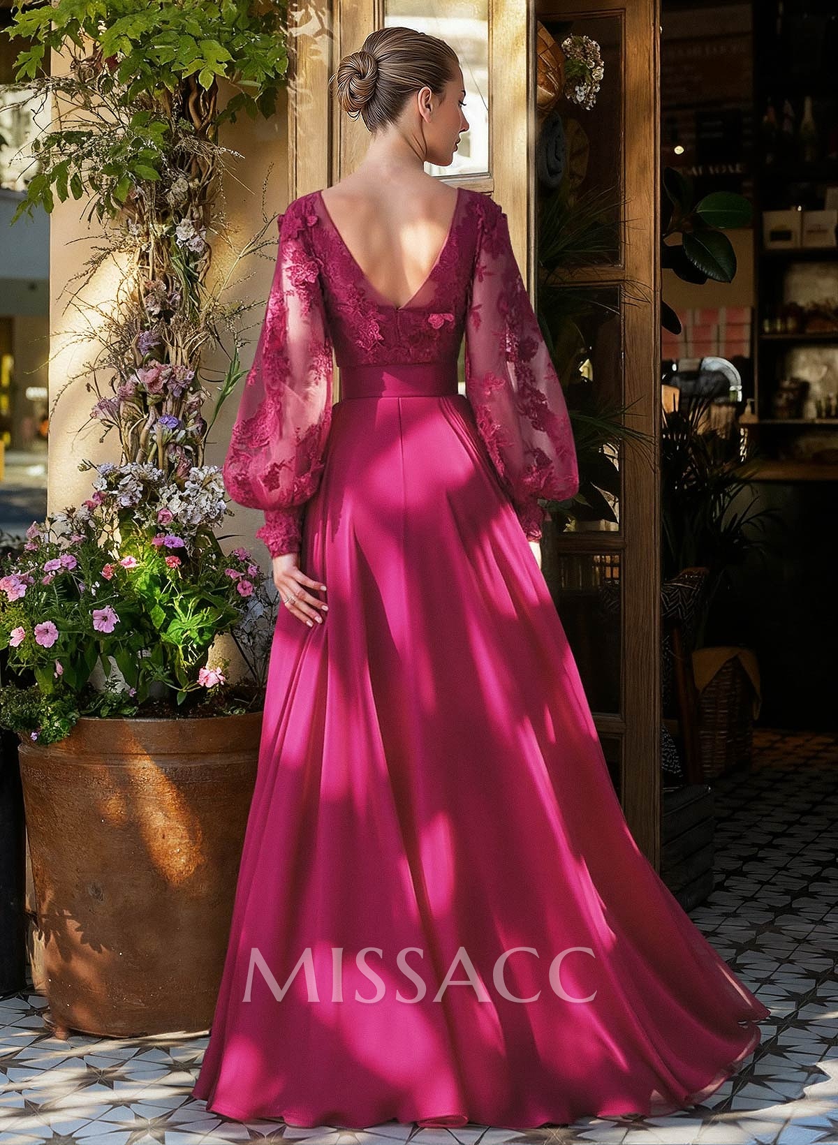 Lace Long Sleeves A-Line Chiffon Mother Of The Bride Dresses