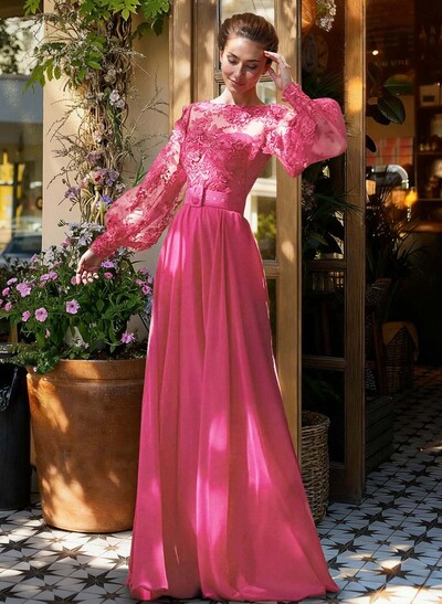 Lace Long Sleeve A-Line Chiffon Mother Of The Bride Dresses