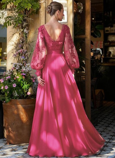 Lace Long Sleeve A-Line Chiffon Mother Of The Bride Dresses