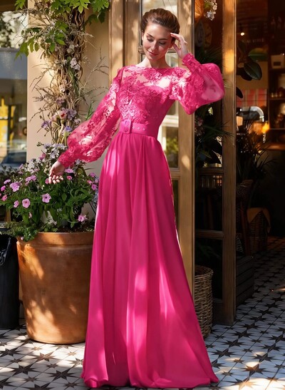 Long Sleeve Lace A-Line Chiffon Mother Of The Bride Dresses
