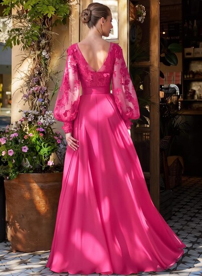 Long Sleeve Lace A-Line Chiffon Mother Of The Bride Dresses