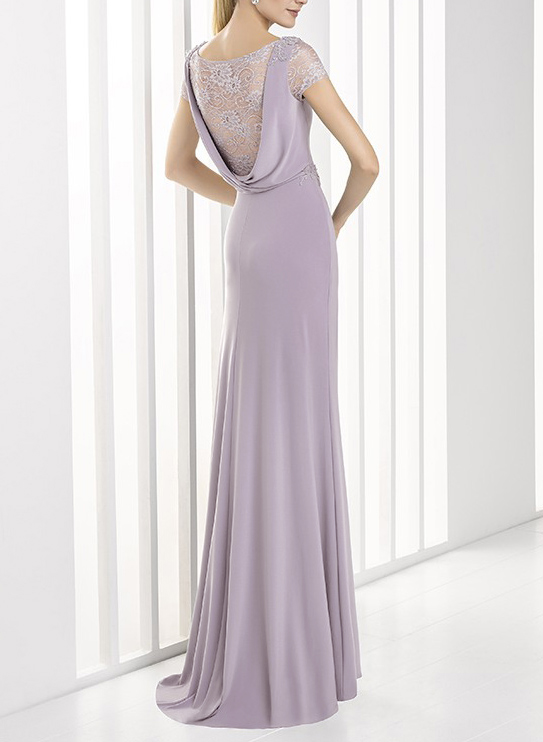 Lace Cowl Back Jersey Mother Of The Bride Dresses