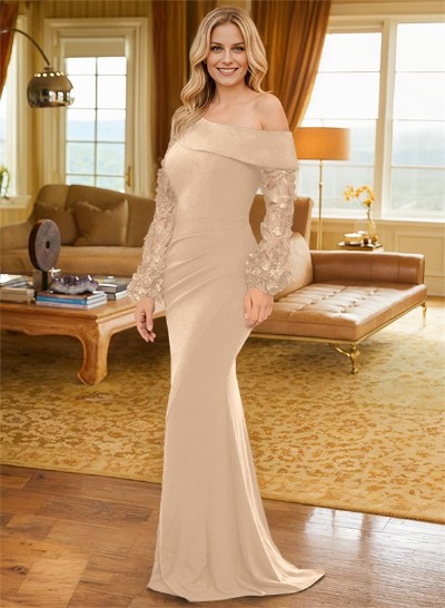 Lace Long Sleeves Trumpet/Mermaid Asymmetrical Neck Mother Of The Bride Dresses