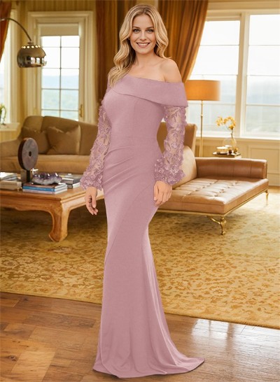 Lace Long Sleeves Trumpet/Mermaid Asymmetrical Neck Mother Of The Bride Dresses