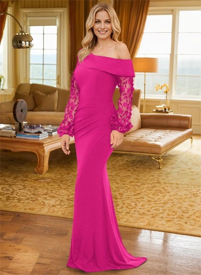 Lace Long Sleeves Trumpet/Mermaid Asymmetrical Neck Mother Of The Bride Dresses