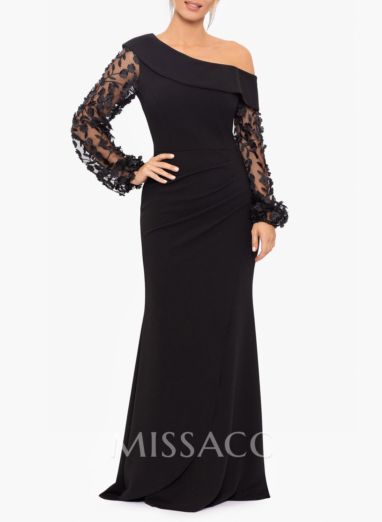 Lace Long Sleeves Trumpet/Mermaid Asymmetrical Neck Mother Of The Bride Dresses