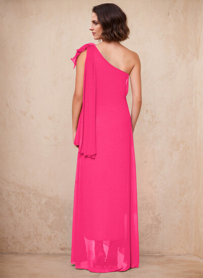 One-Shoulder Floor-Length Chiffon Mother Of The Bride Dresses With Split Front