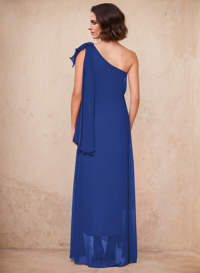One-Shoulder Floor-Length Chiffon Mother Of The Bride Dresses With Split Front