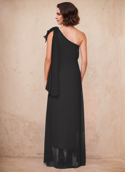 One-Shoulder Floor-Length Chiffon Mother Of The Bride Dresses With Split Front