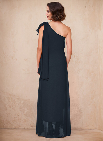 One-Shoulder Floor-Length Chiffon Mother Of The Bride Dresses With Split Front