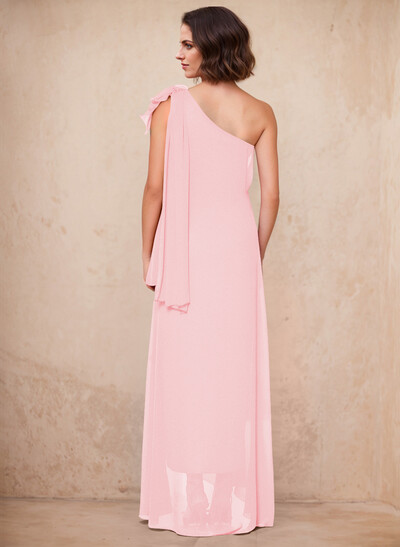 One-Shoulder Floor-Length Chiffon Mother Of The Bride Dresses With Split Front