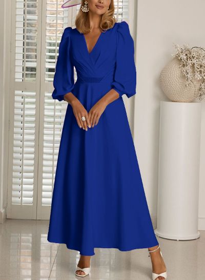 A-Line V-Neck 3/4 Sleeves Ankle-Length Mother Of The Bride Dresses