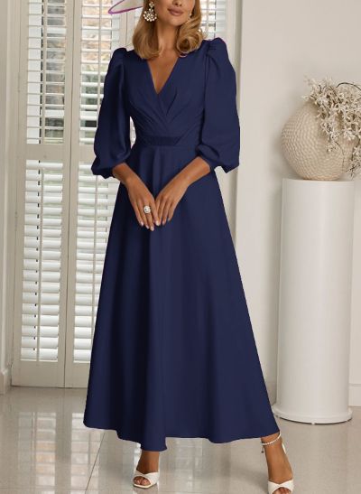 A-Line V-Neck 3/4 Sleeves Ankle-Length Mother Of The Bride Dresses With Beading