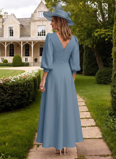 A-Line V-Neck 3/4 Sleeves Ankle-Length Mother Of The Bride Dresses With Beading