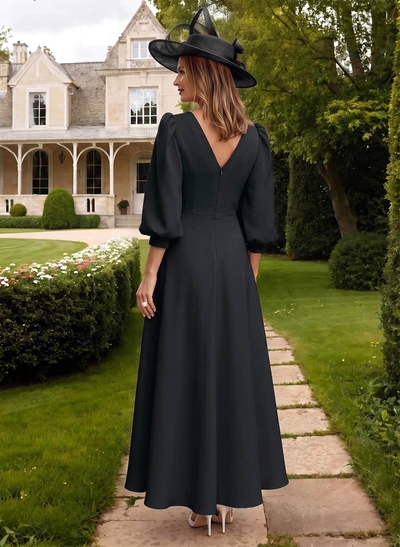 A-Line V-Neck 3/4 Sleeve Ankle-Length Mother of the Bride Dresses with Beading