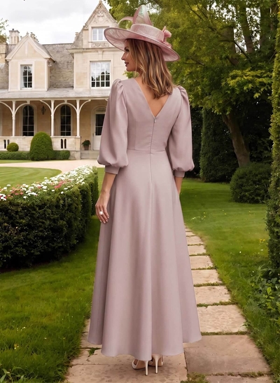 A-Line V-Neck 3/4 Sleeves Ankle-Length Mother Of The Bride Dresses With Beading