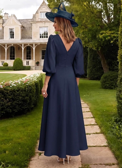 A-Line V-Neck 3/4 Sleeves Ankle-Length Mother Of The Bride Dresses With Beading