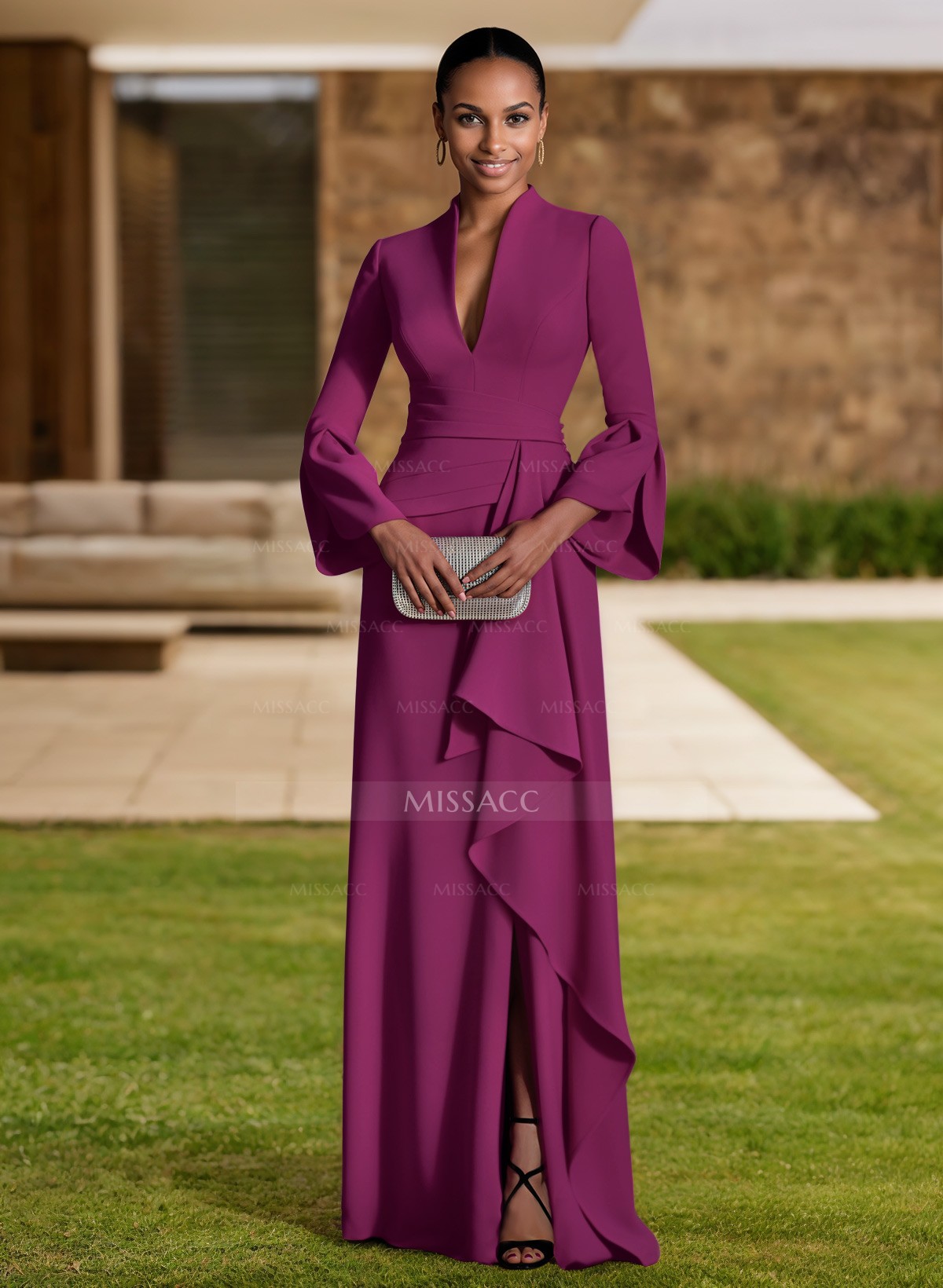 Sheath/Column V-Neck Long Sleeves Mother Of The Bride Dresses