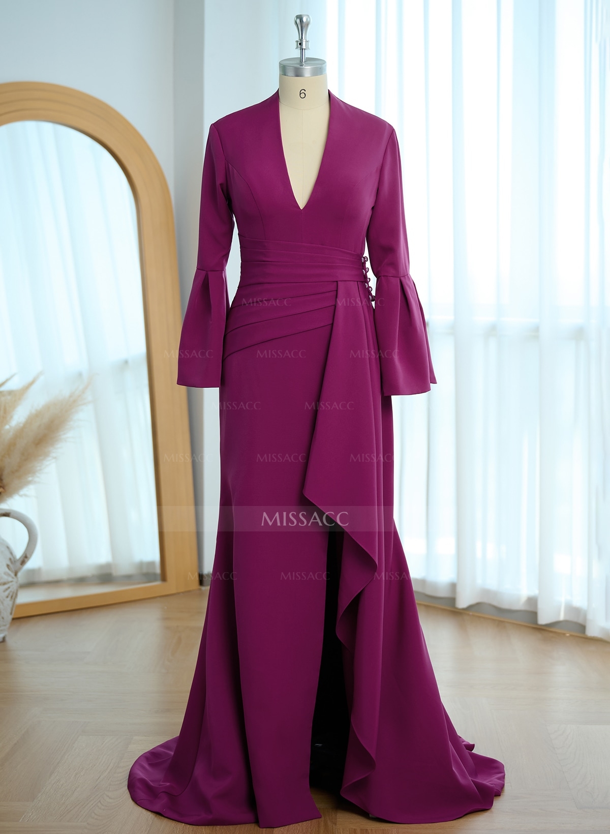 Sheath/Column V-Neck Long Sleeves Mother Of The Bride Dresses