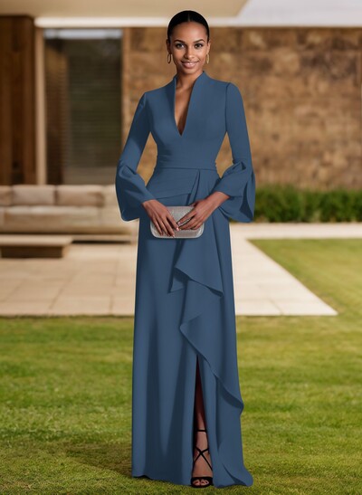 Sheath/Column V-Neck Long Sleeves Mother Of The Bride Dresses