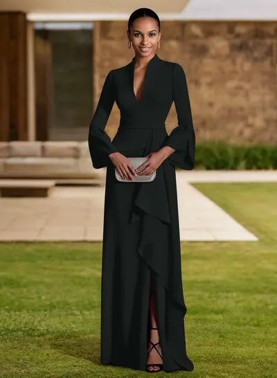 Sheath/Column V-Neck Long Sleeves Mother Of The Bride Dresses