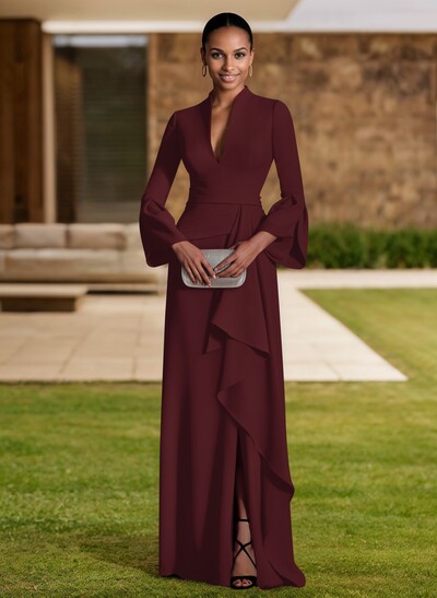 Sheath/Column V-Neck Long Sleeves Mother Of The Bride Dresses