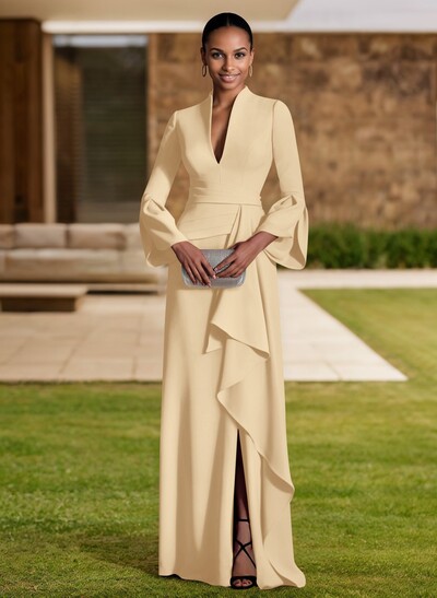 Sheath/Column V-Neck Long Sleeves Mother Of The Bride Dresses