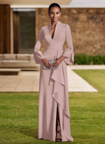 Sheath/Column V-Neck Long Sleeves Mother Of The Bride Dresses