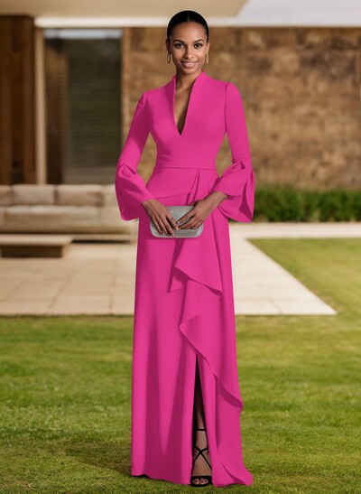 Sheath/Column V-Neck Long Sleeves Mother Of The Bride Dresses