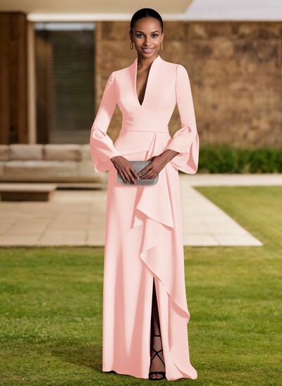 Sheath/Column V-Neck Long Sleeves Mother Of The Bride Dresses