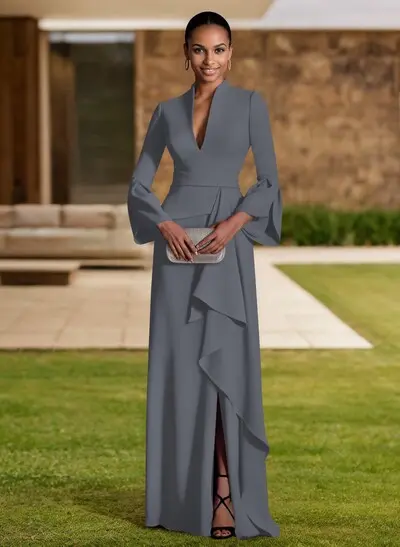 Sheath/Column V-Neck Long Sleeves Mother Of The Bride Dresses