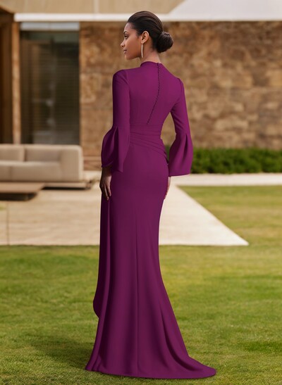 Sheath/Column V-Neck Long Sleeves Mother Of The Bride Dresses