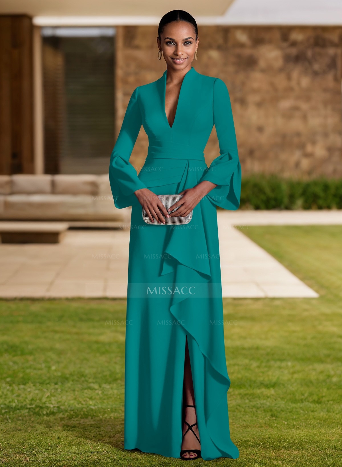 Sheath/Column V-Neck Long Sleeves Mother Of The Bride Dresses